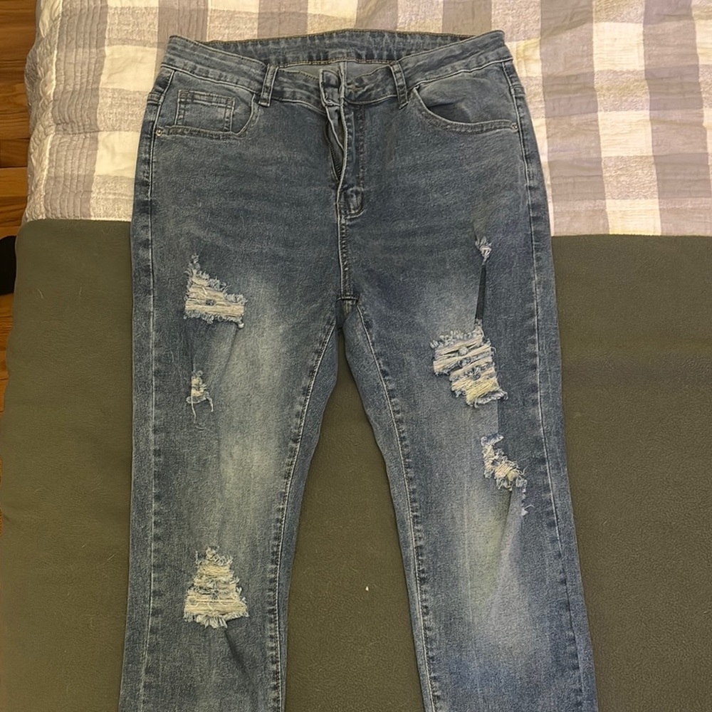 Distressed Blue Jeans